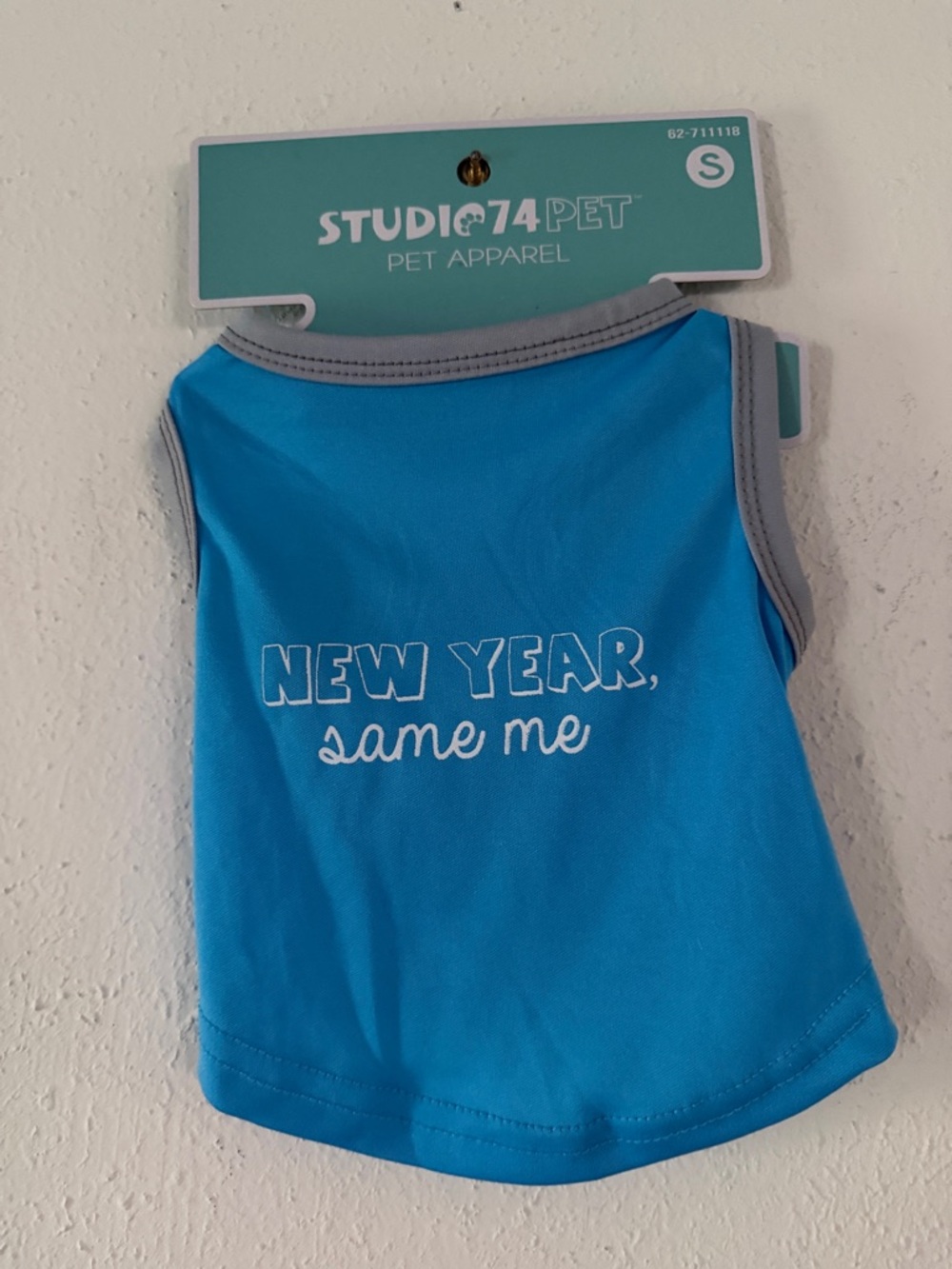 Blue 'New Year, Same Me' Dog Tank Top